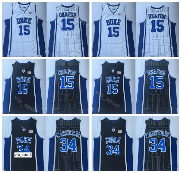

blue devils college wendell carter jr jersey 34 men basketball jahlil okafor 15 university breathable team black blue white