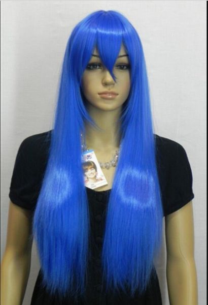

wig long blue straight women's fashion cosplay hair wigs, Black;brown