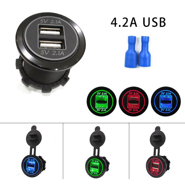 

4.2a dual usb car charger 2 port lcd display 12-24v cigarette socket lighter fast car charger power adapter styling