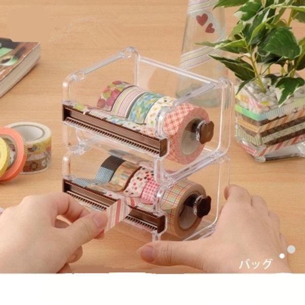 

mt and paper tape cutters office stationery hand - off the tape storage box transparent dispenser