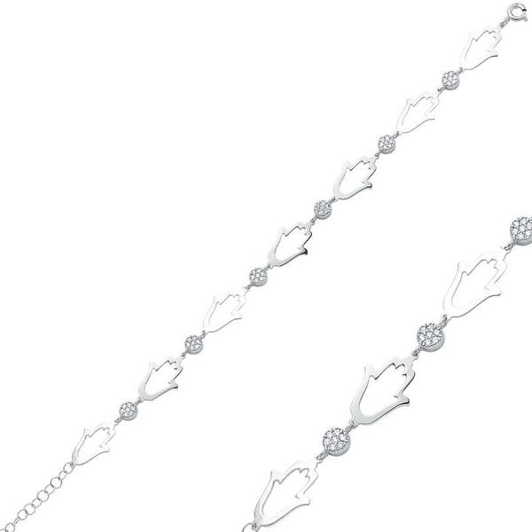 

merve silver fatma master hand womens bracelet, Golden;silver