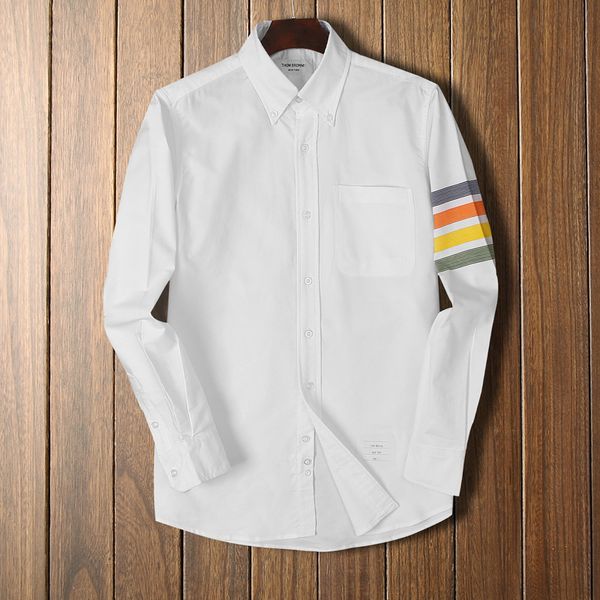 

тб четыре полосы марка дизайнер свободного покроя белый синий свободные длинным рукавом повседневная рубашка мужская и женская футболка, кру, White;black