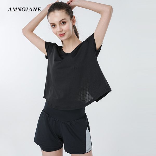 

split open back mesh crop sport yoga gym t shirt women shirts sports running tshirt workout fitness clothing tank soild, White;red