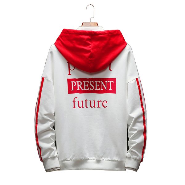 

side stripe men's hoodies comfortable sweatshirt man future prent past print streetwear men's sweatshirts, Black