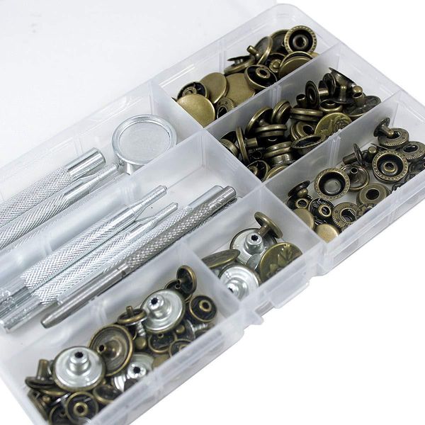 

50 set newly 12.5mm fasteners with 4 pieces fixing tools press studs metal snap button snaps clothing tool kit