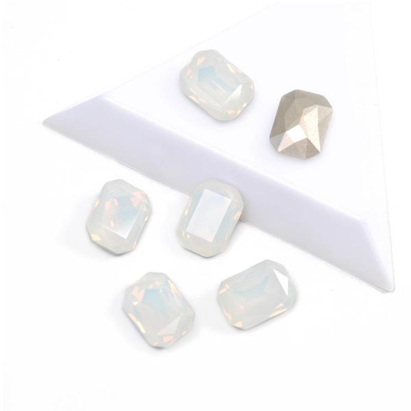 

yanruo 4627 white opal color full beauty nail art rhinestones octagon shape jewelry stones for 3d gems manicure decoration, Silver;gold
