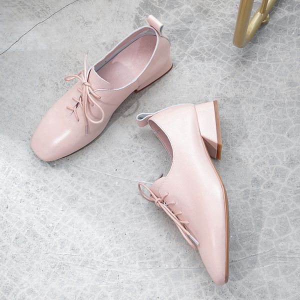 

women's genuine leather lace-up flats oxfords brand designer leisure espadrilles soft comfortable spring new ballerinas shoes 42, Black