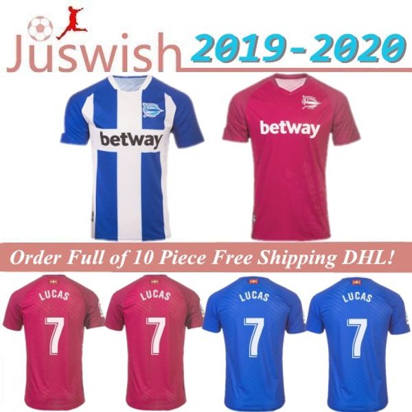 

19/20 deportivo alaves soccer jerseys home blue jersey 2020 away red guidetti duarte lucas soccer shirt laguardia r. sobrino football, Black;yellow