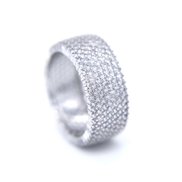 Fashion Geometric Men Designer Wide Band Iced Out Hip Hop Bling Mens Color Sparking Micro Pave Ring