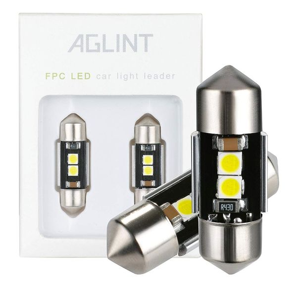 

aglint 2pcs festoon c5w 31mm canbus no error auto car led bulb interior lighting reading dome map trunk light white 12-24 volt