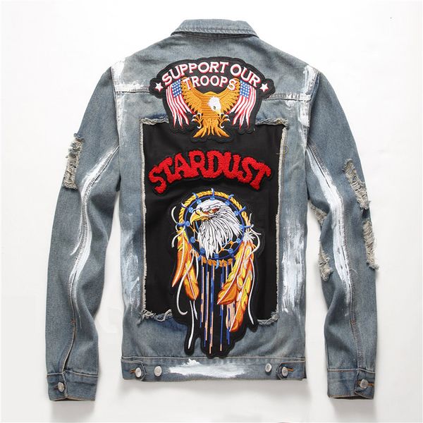 

2020 denim jackets luxury designer mens jacket luxuy brand jacket fashion eagle skull pattern mens clothing denim jackets, Black;brown