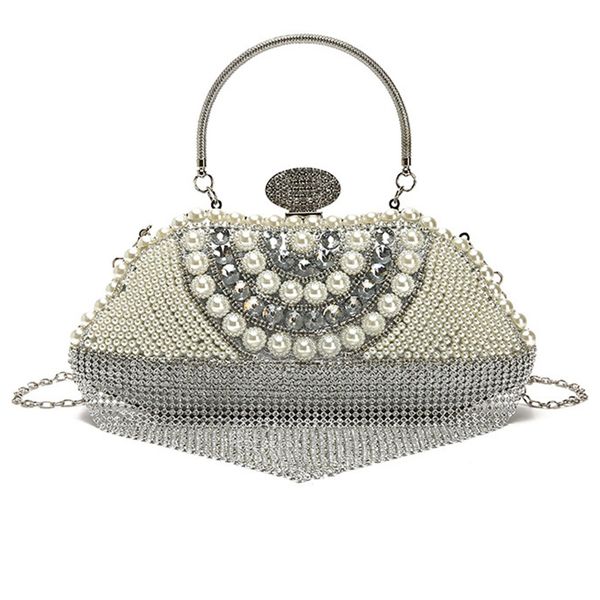 

tassel beaded women evening bag party pearl lady day clutch purse bag chain shoulder rhinestones handbags