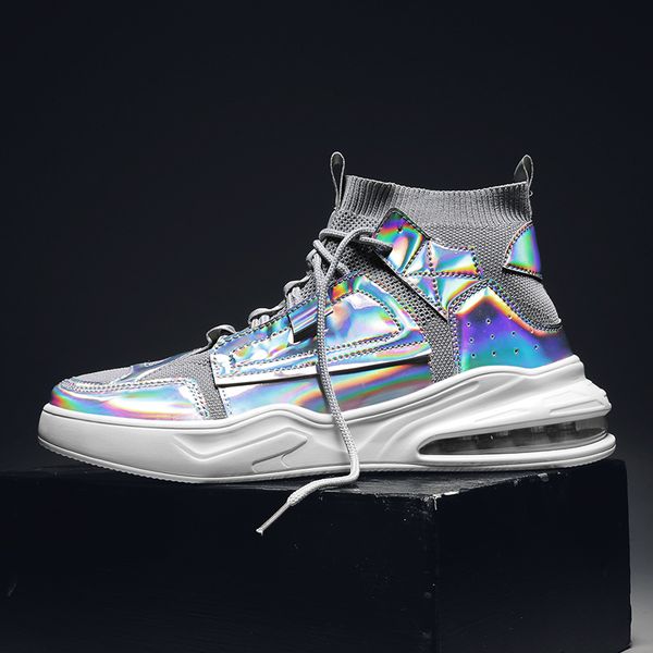 

men sneakers fashion flying woven sock shoes men high air cushion sneakers damping non-slip shoes casual