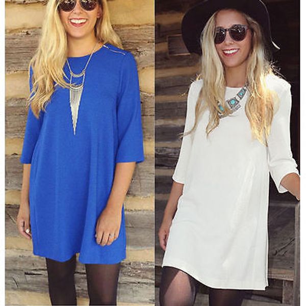 

new casual womens ladies long sleeve short mini dress loose long blouse, Black;gray