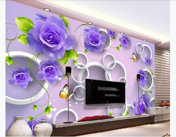 

3d purple rose flower wallpaper p murals for living room mural wallpaper flower home improvement wall papers home decor 3d