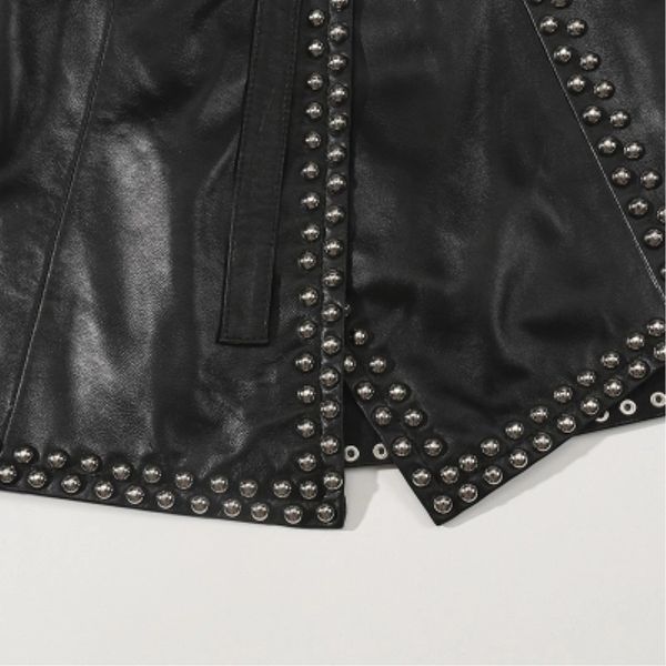 

genuine leather skirt ladies plus size black high waist asymmetrical rivet skirt mini pencil autumn winter streetwear skirt
