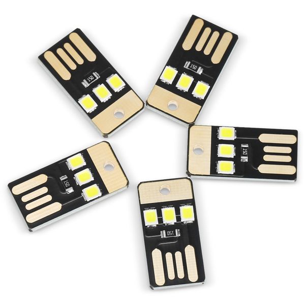 5PCS 0.2W 3 x SMD 2835 22Lm Lampada da campeggio portatile a LED USB