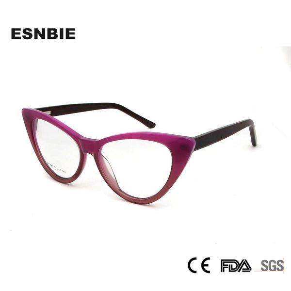 

esnbie acetate cat eye spectacles ladies cats eye glasses frames for women prescription eyewear frames full rim optical frame, Black