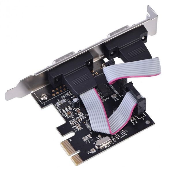 Çift Seri DB9 RS232 2-Liman Kontrol Adaptörü Karta Freeshipping Bilgisayar Bileşenleri PCI-E PCI Express