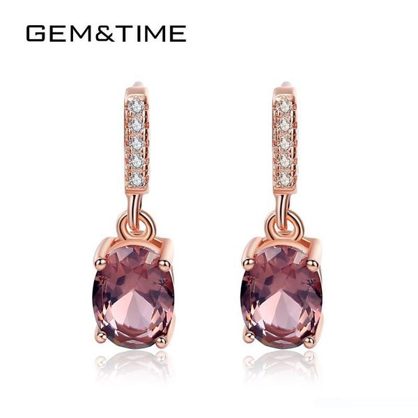 

gemtime создано овальный nano morganite sterling 925 silver падение серьги для женщин розового золота bridal мотаться серьги ювелирных издел, Golden;silver