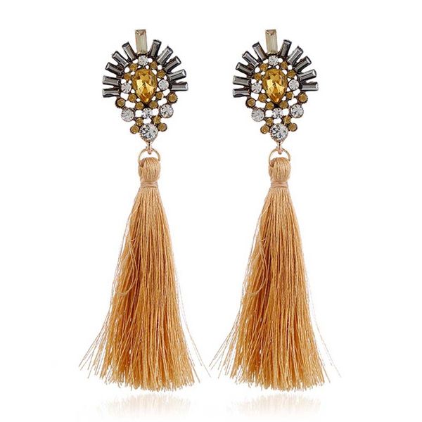 

2019 new fashion statement jewelry fringed earrings multicolored long tassel drop dangle earring for women, Silver
