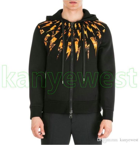 

2019 new europe luxury mens flame lightning printing hoodies fashion sweatshirt men clothe hoodies designer pullover sweatshirt, Black