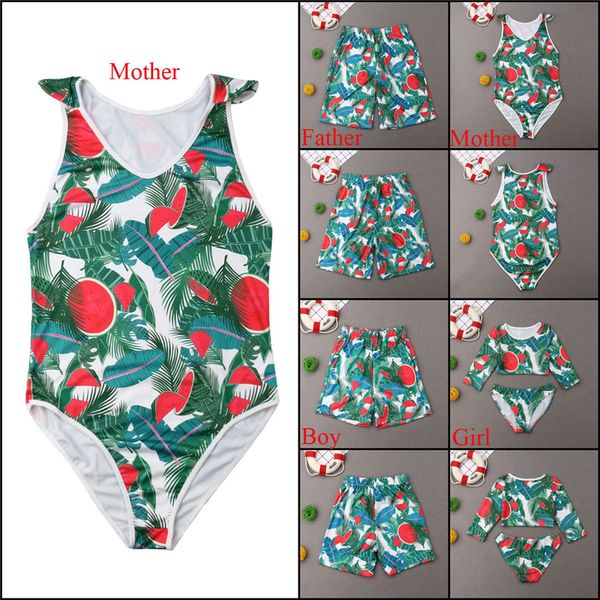 

семья matching swimwear мать отец дочь сын бикини купальники купальник цветочный printed пляжная одежда