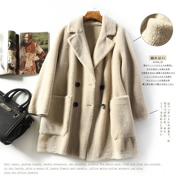 

luxury compound sheep shears fur one small grain medium llength coat thick warm upset winter 2019 new, Black