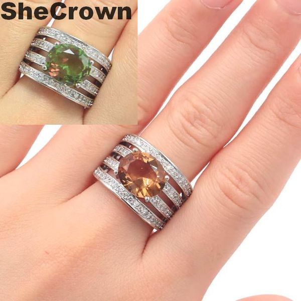 

21x15mm amazing 2019 color changing spinel white cubic zirconia woman's jewelry making silver rings, Golden;silver