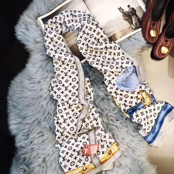 

Роскошный дизайнер шелковый шарф новый летний женский шарф мода женский шарф мяг