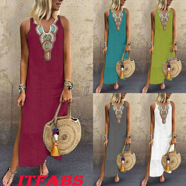 

summer women irregular split dress vintage 2019new casual solid long sleeve midi dress ladies v-neck loose plus size, Black;gray