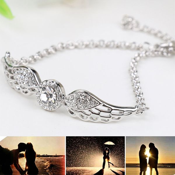 

women lady bracelet chain angel wing jewelry gift decoration charm for party hh88, Black