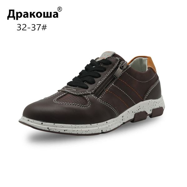 

apakowa spring autumn little boy's cowhide sneakers children's durable genuine leather sports casual shoes footwear eur 32-37, Black;red