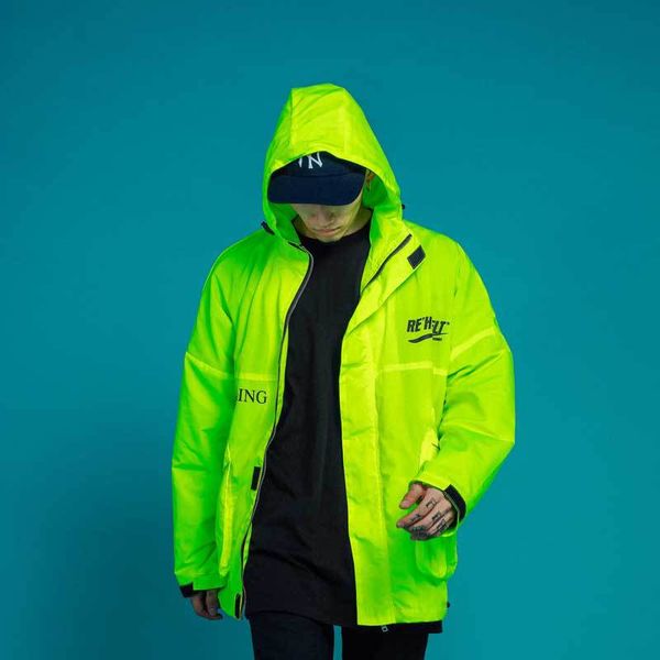 

green men hooded windbreaker jacket harajuku hip hop streetwear jacket coat fashion zipper track casual white black gm323, Black;brown