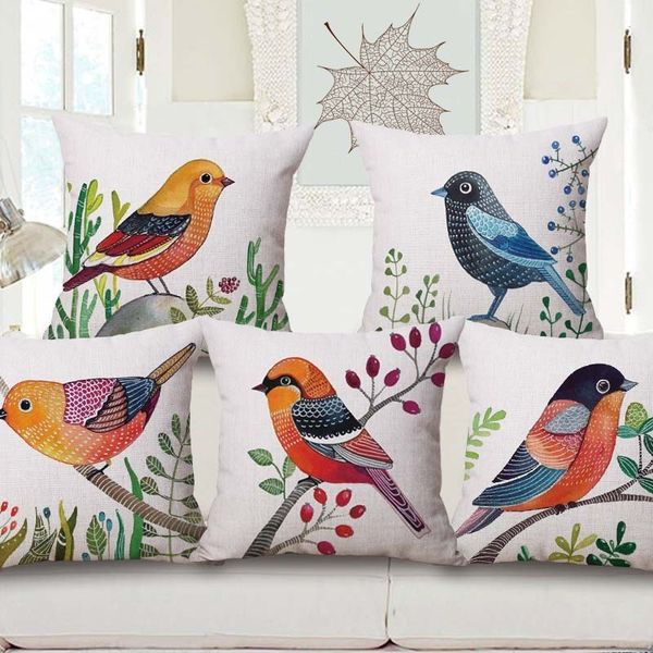

european painting of flowers and birds in traditional chinese style hand pillow hold cotton pillow case sofa cushion
