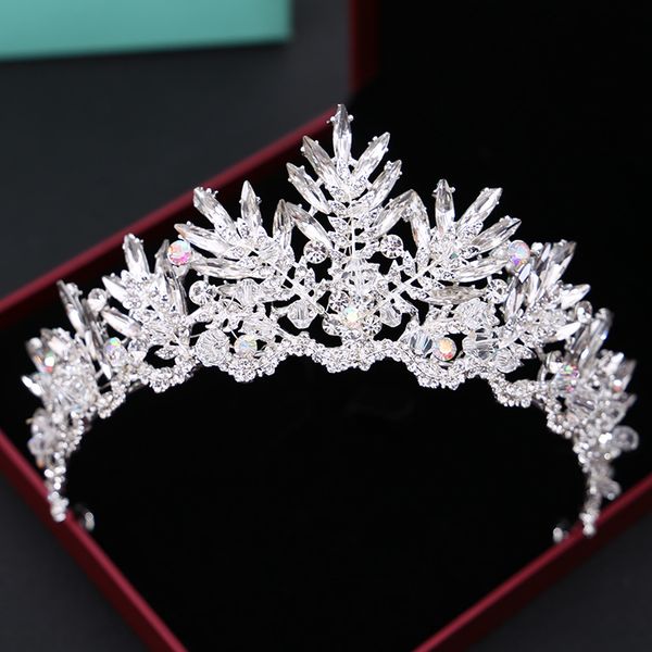 

new trendy silver bronze wedding hair accessories crystal tiara crown bridal baroque rhinestone queen hair jewelry for women, White;golden