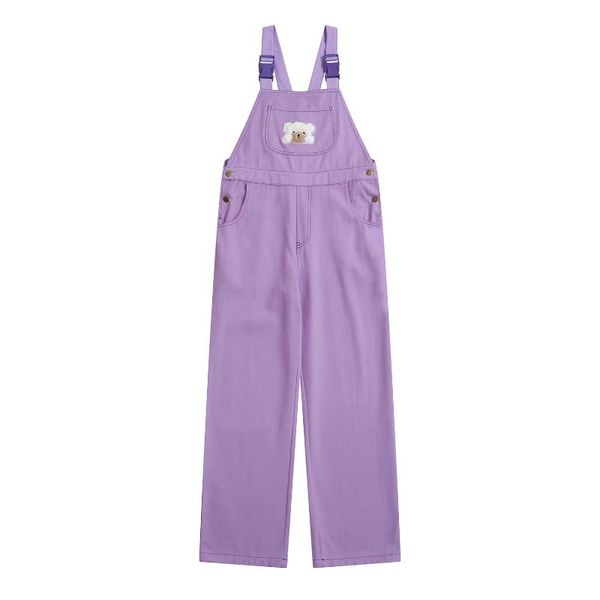 

новый хлопок фиолетовых сладкого вскользь женщина комбинезон игривый медведь патч комбинезон молодые девушки ремень разорванных карманы полн, Black;white