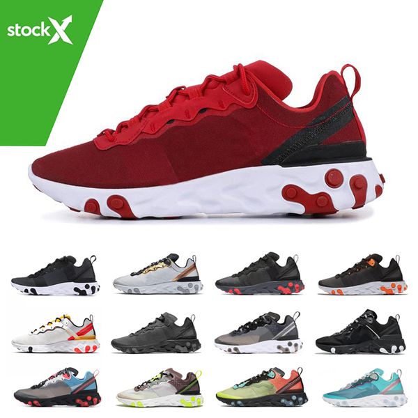 

stock x 2020 react element 87 55 running shoes men women light bone triple black bred hyper pink mens trainers sports sneakers runner