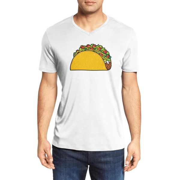 

men's chicken tacos fashion v-neck t-shirt printing personality cotton shirt humorous short sleeve taco time live every day like it&#03, White;black