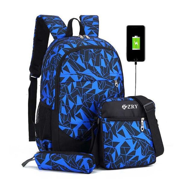 

for new 2020male teenagers school bags children waterproof oxford usb charge design bag boy backpack schoolbag