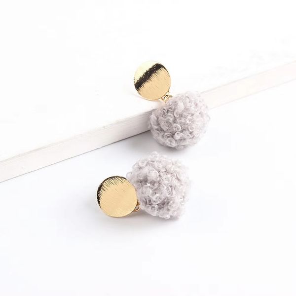 

wholesale-ball charm earrings s925 silver needle dangler white red yellow green gray pink deep brown khaki colorful eardrop for women, Golden