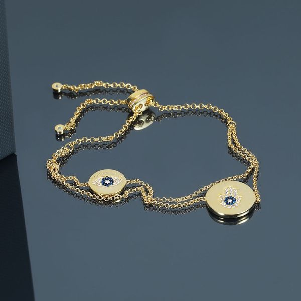

2019 new fashion 925 sterling sliver evil eyes pendant chain bracelets gold brand original luxury bracelets bracelets girl women, Golden;silver