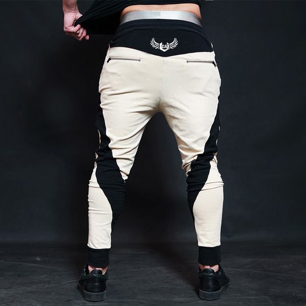 

2019 autumn sports pants stitching slim casual pants mens drawstring pants cargo mens a generation of fat