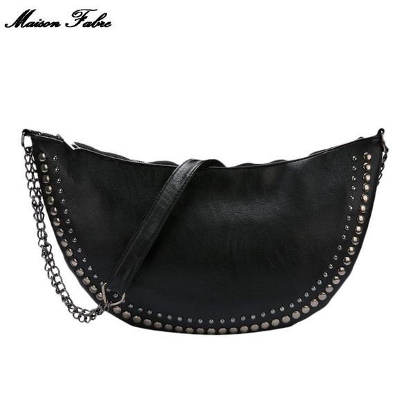 

maison fabre women's rivet simple dumpling chain bag fashion casual large capacity shoulder leather messenger package handbag