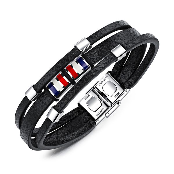 

мода мужчина сплетенной кожи pu браслет punk gothic многослойная плетеные манжеты браслеты мужских ювелирные изделия из нержавеющей стали бр, Golden;silver