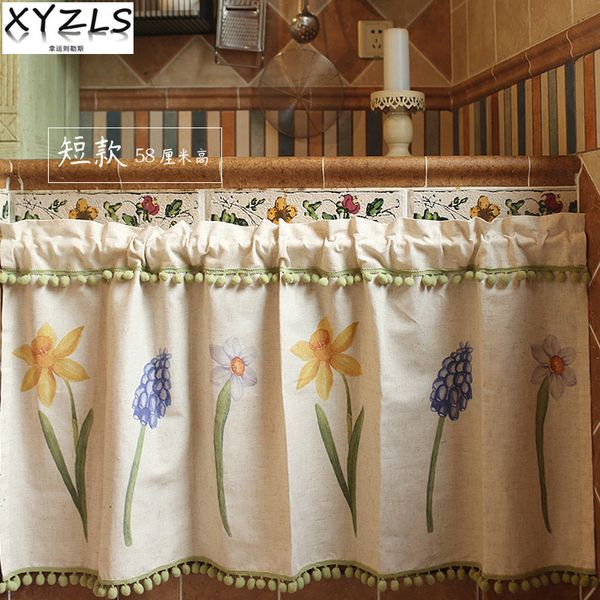 

xyzls new pastoral dust screen kitchen curtains with tassels cafe curtain short panel door curtain window treatment