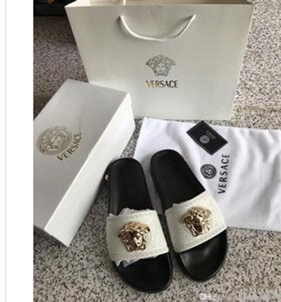 

luxury d slippers for men and women fashion summer non-slip beach slippers scuffs indoor shoes size eur 35-46, Black