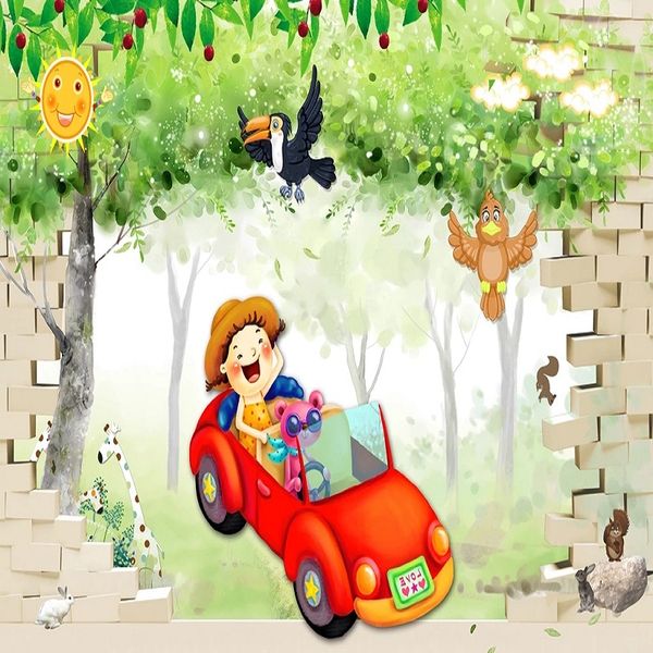 

new custom large mural 3d wallpaper cartoon fairy tale world baby car child bedroom mural tv back wall decor deep 5d embossed