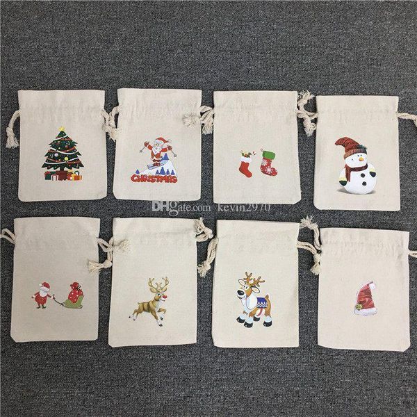 

reindeer snowman pattern christmas santa bags canvas drawtring mini santa claus bag christmas candy gift bag for kids 08