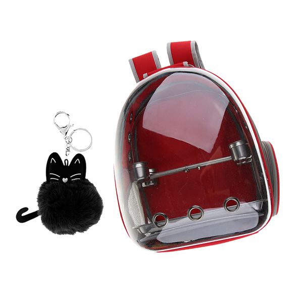 

clear cover parrot bird carrier backpack with perch stand & feeder red